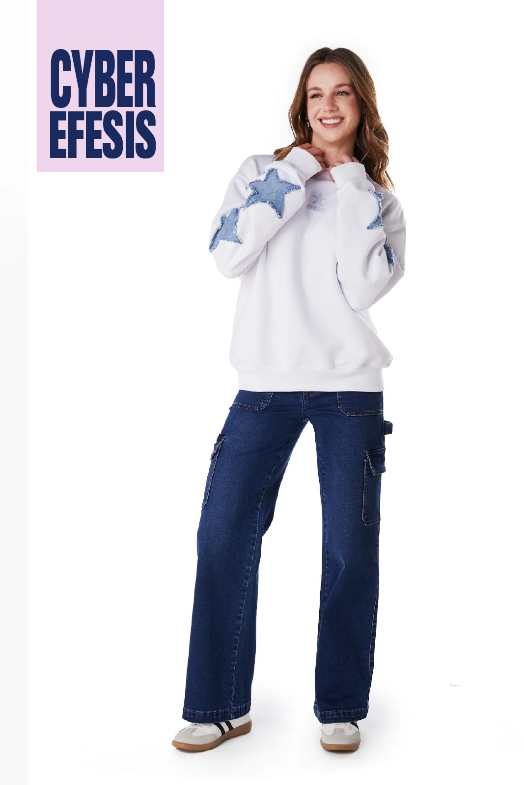 Jeans Naos Palazzo Cargo Azul Medio Efesis