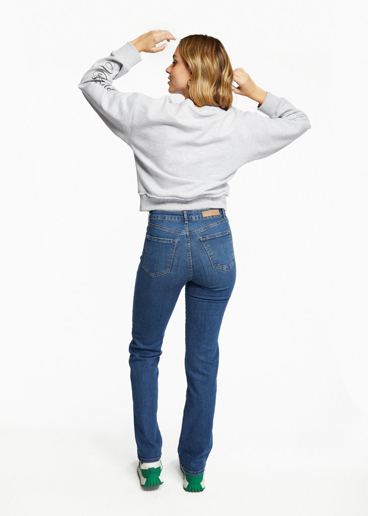 Jeans Lilen Straight - Recto Dark Boca Bolsillo en Forma Azul Efesis