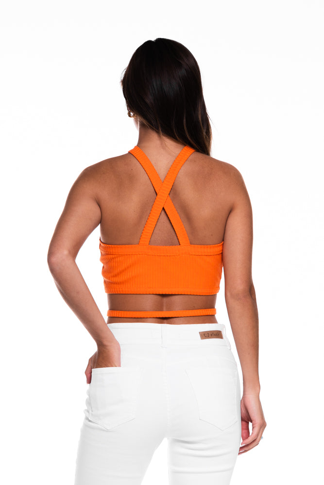 Polera Budapest Crop Pabilos Naranja Efesis