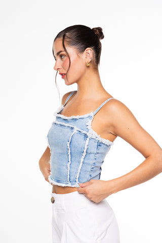 Corset Kigali Regular Cortes y Desflecado Azul Efesis