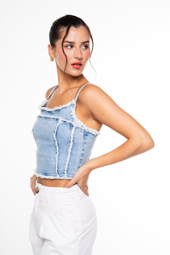 Corset Kigali Regular Cortes y Desflecado Azul Efesis