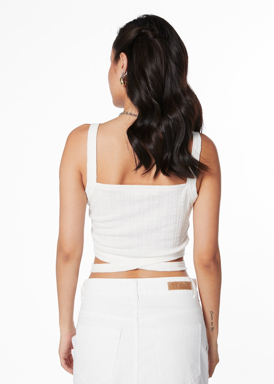 POLERA NAOKI CROP PABILOS CRUZADOS CRUDO