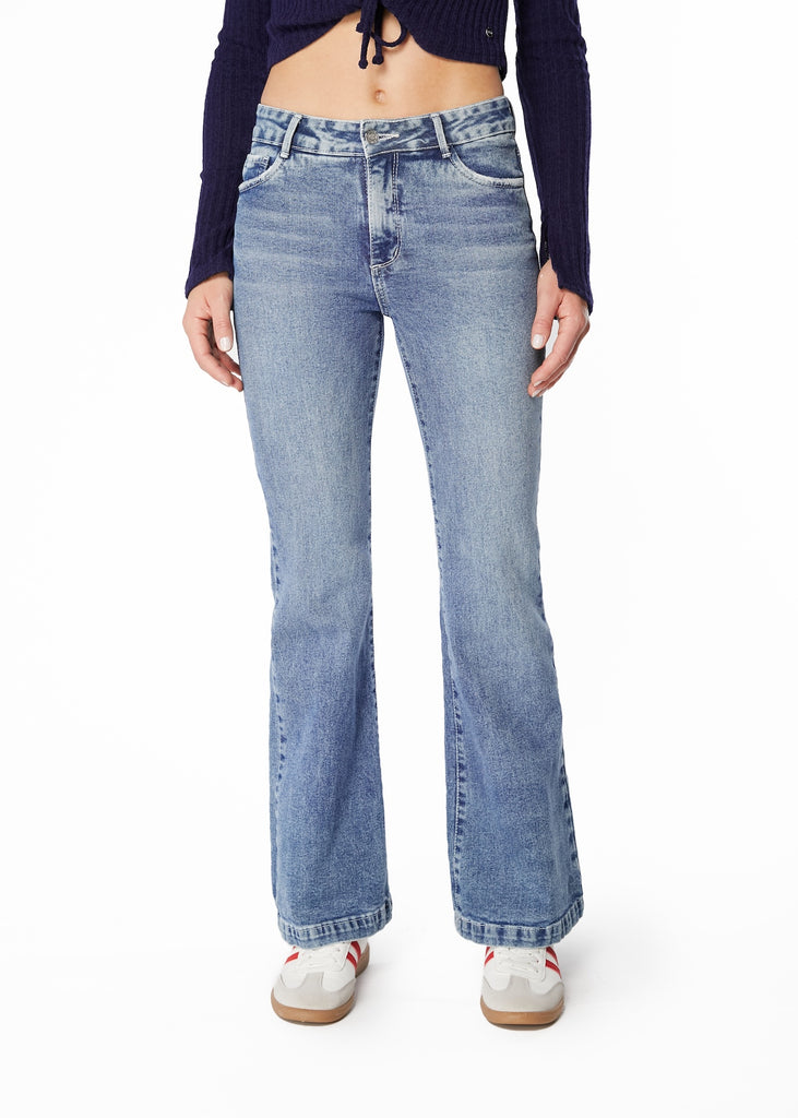 JEANS GORETI FLARE TIRO MEDIO AZUL