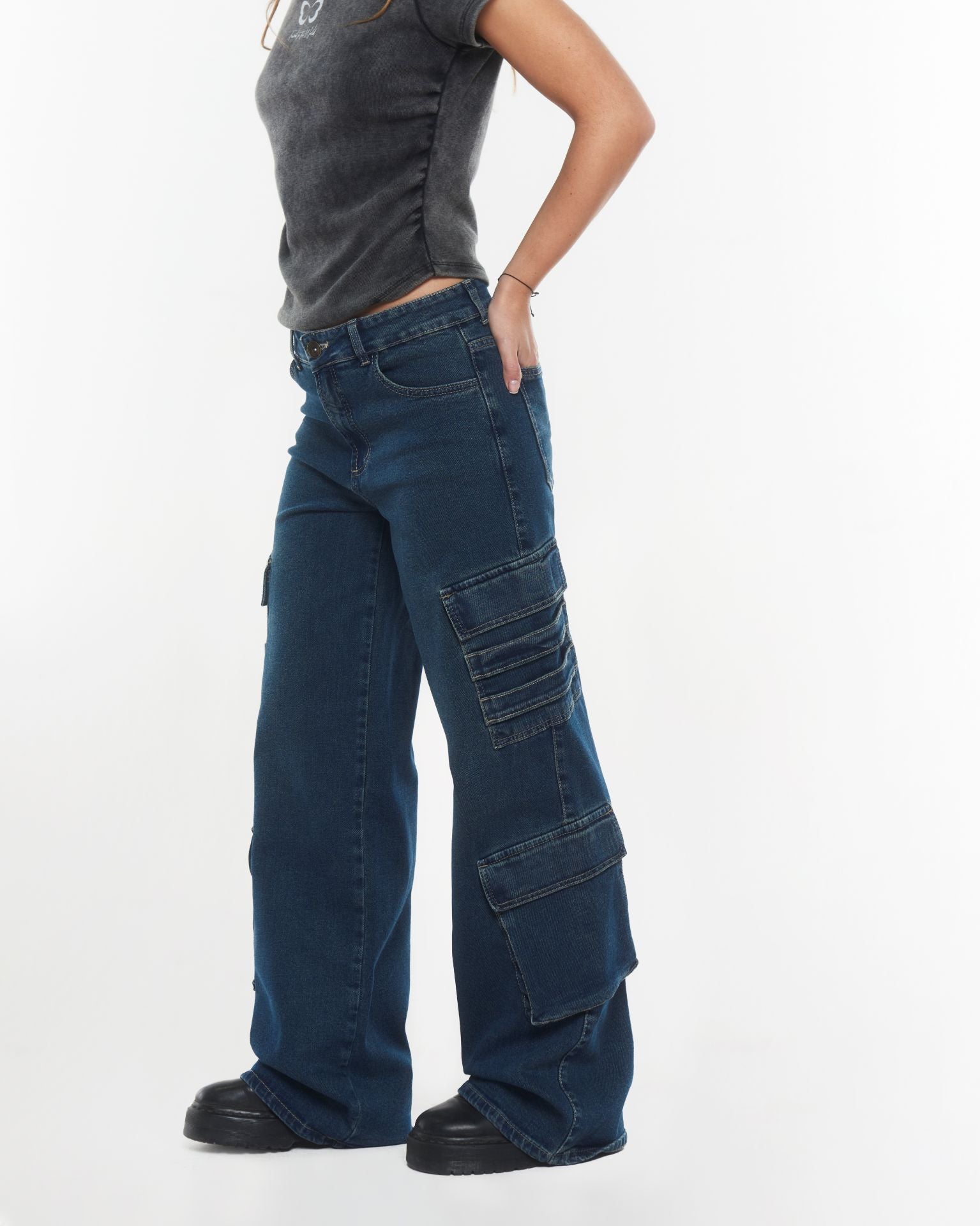 JEANS MARÚ WIDE MULTIBOLSILLOS DIAGONALES AZUL EFESIS