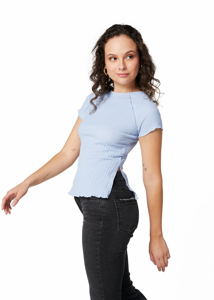 Polera Zelda Regular Rulet y Tajali Celeste y Negro Efesis