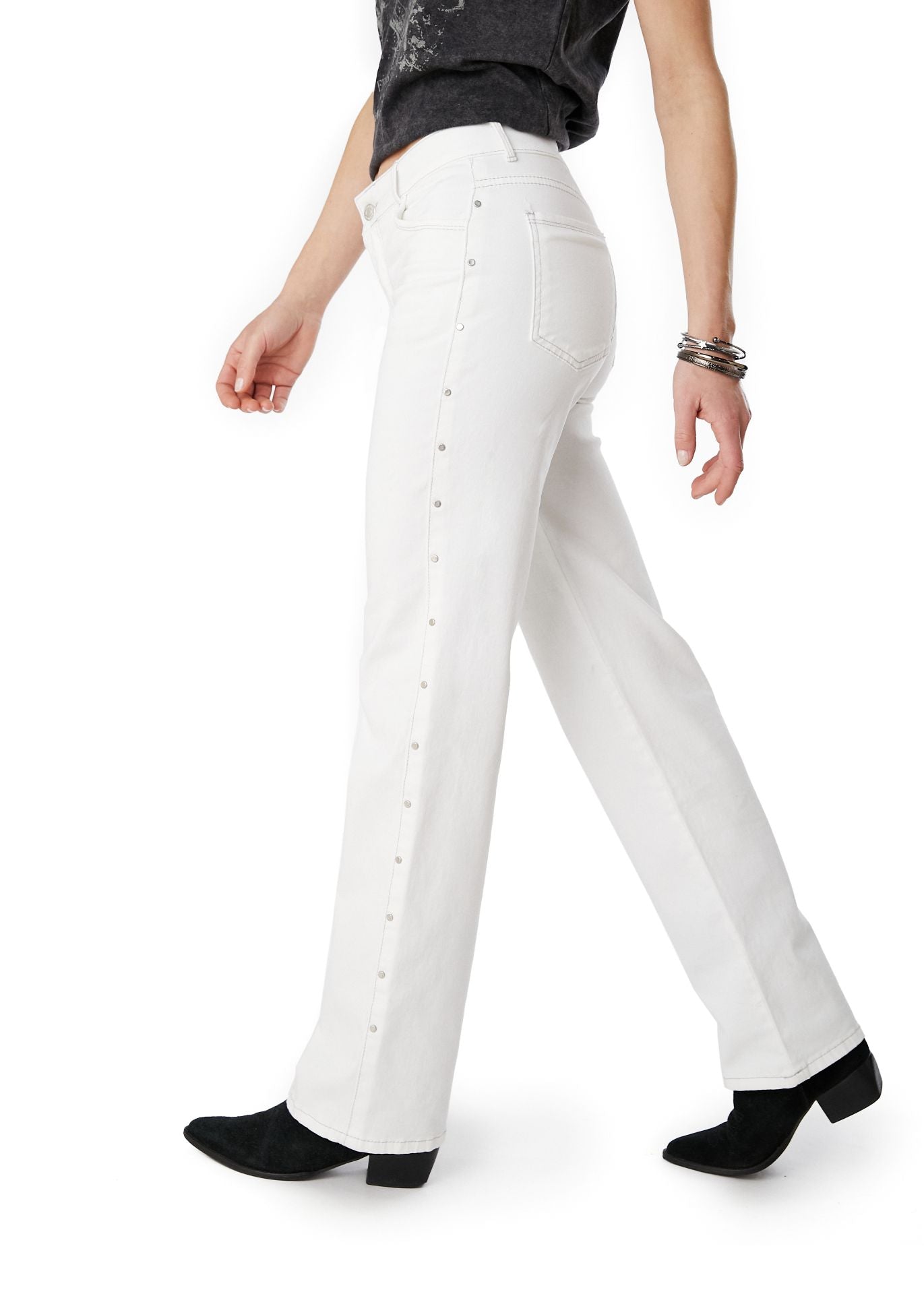 PANTALON RUBRUN RECTO TACHAS EN COSTADOS BLANCO EFESIS