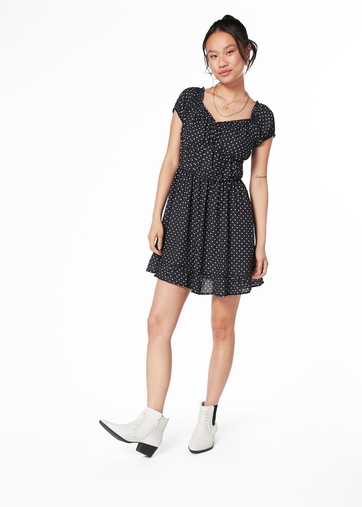 Vestido Roche Bardot Espalda Elástica Negro Efesis