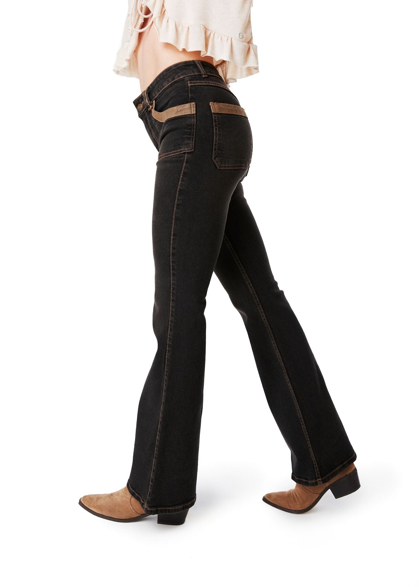 JEANS KORIN FLARE SOBRETEÑIDO NEGRO EFESIS