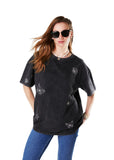 POLERA MELY OVERSIZE GRAVILLADA Y BORDADO GRAFITO EFESIS