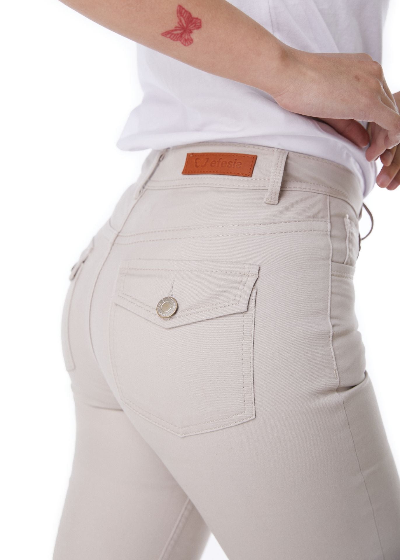 PANTALON FEEL FLARE BOLSILLO C/ TAPETAS BEIGE EFESIS