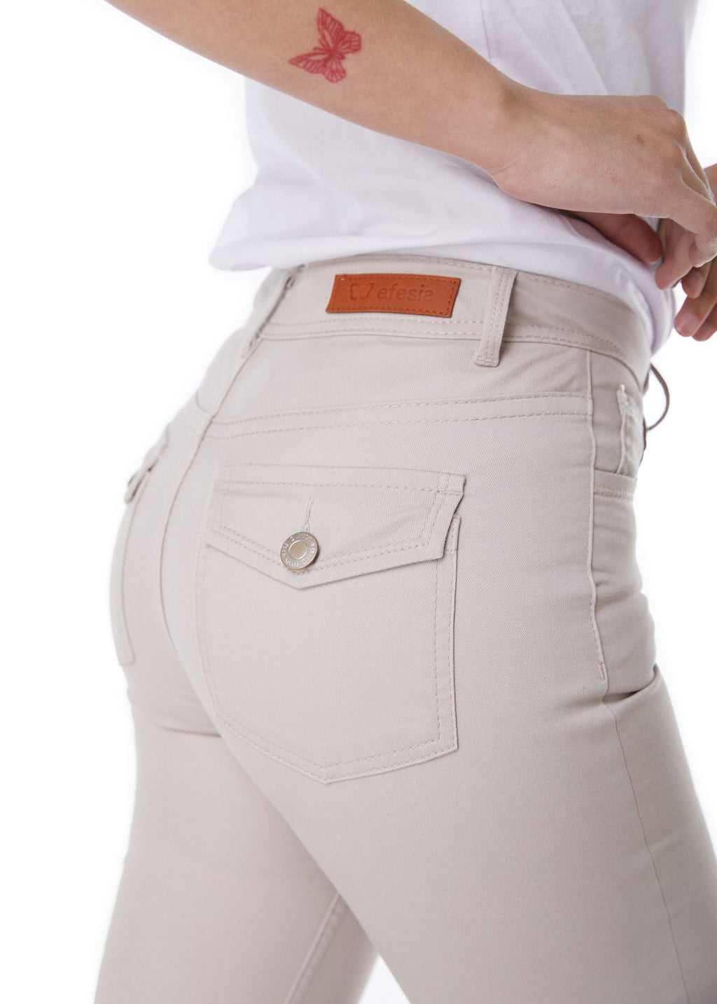 PANTALON FEEL FLARE BOLSILLO C/ TAPETAS BEIGE EFESIS