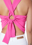 BLUSA OLI CROP CON AMARRA EN ESPALDA FUCSIA