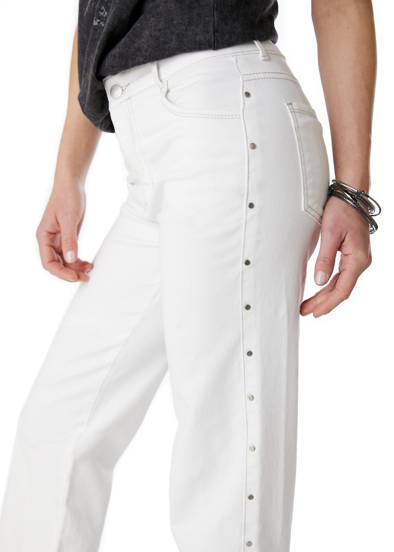 PANTALON RUBRUN RECTO TACHAS EN COSTADOS BLANCO EFESIS