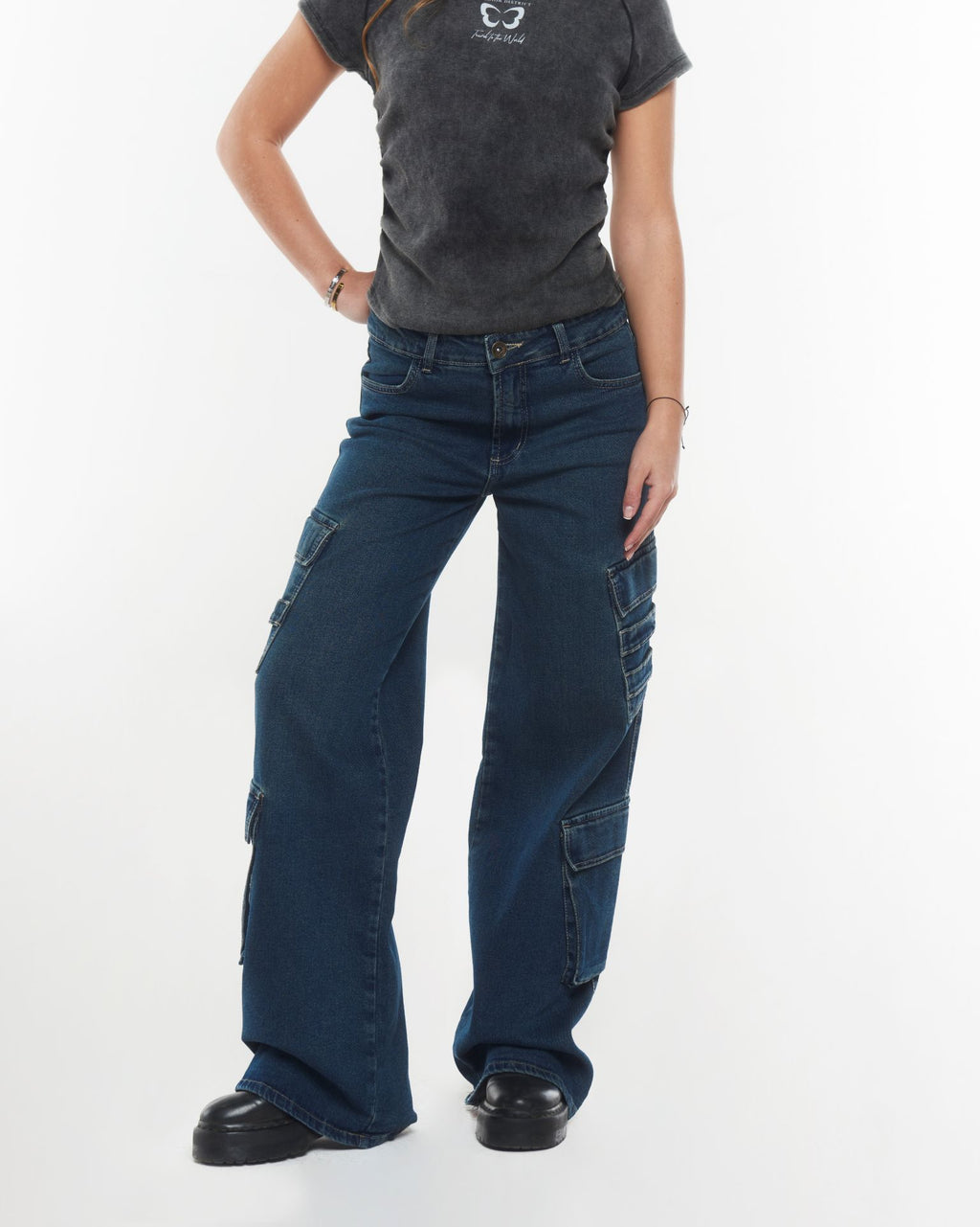 JEANS MARÚ WIDE MULTIBOLSILLOS DIAGONALES AZUL EFESIS