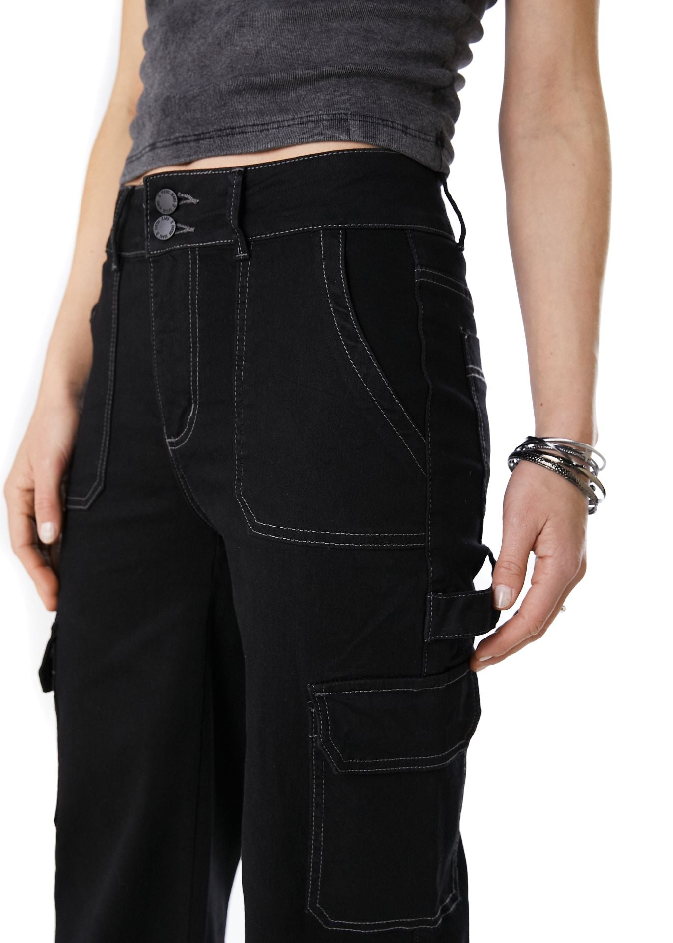 Jeans Naos Palazzo Cargo Hilo Contratono Negro Efesis