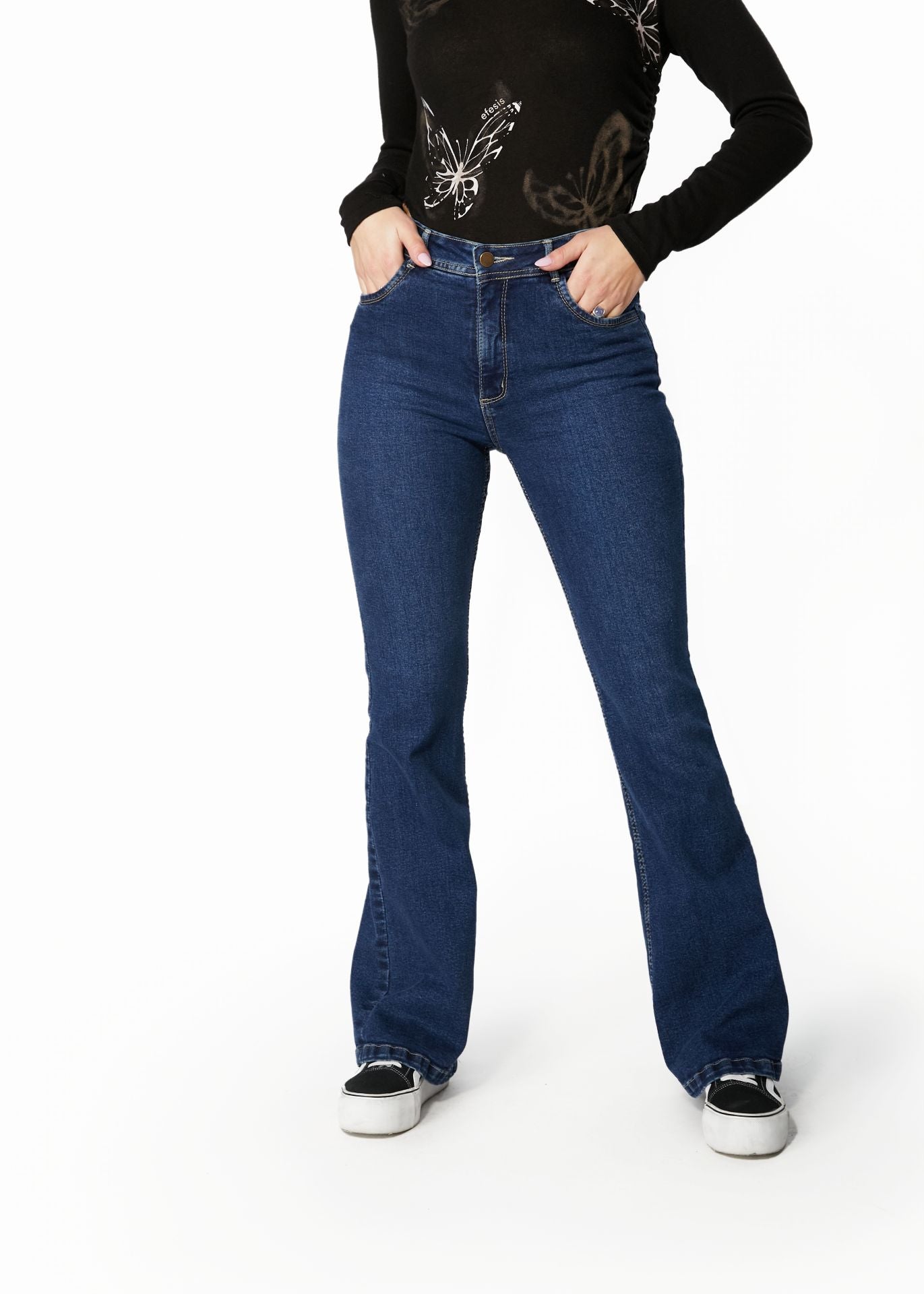 JEANS FEEL FLARE BOLSILLO C/ TAPETAS AZUL EFESIS