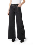 JEANS FLOWER PALAZZO C/ BORDADO NEGRO EFESIS