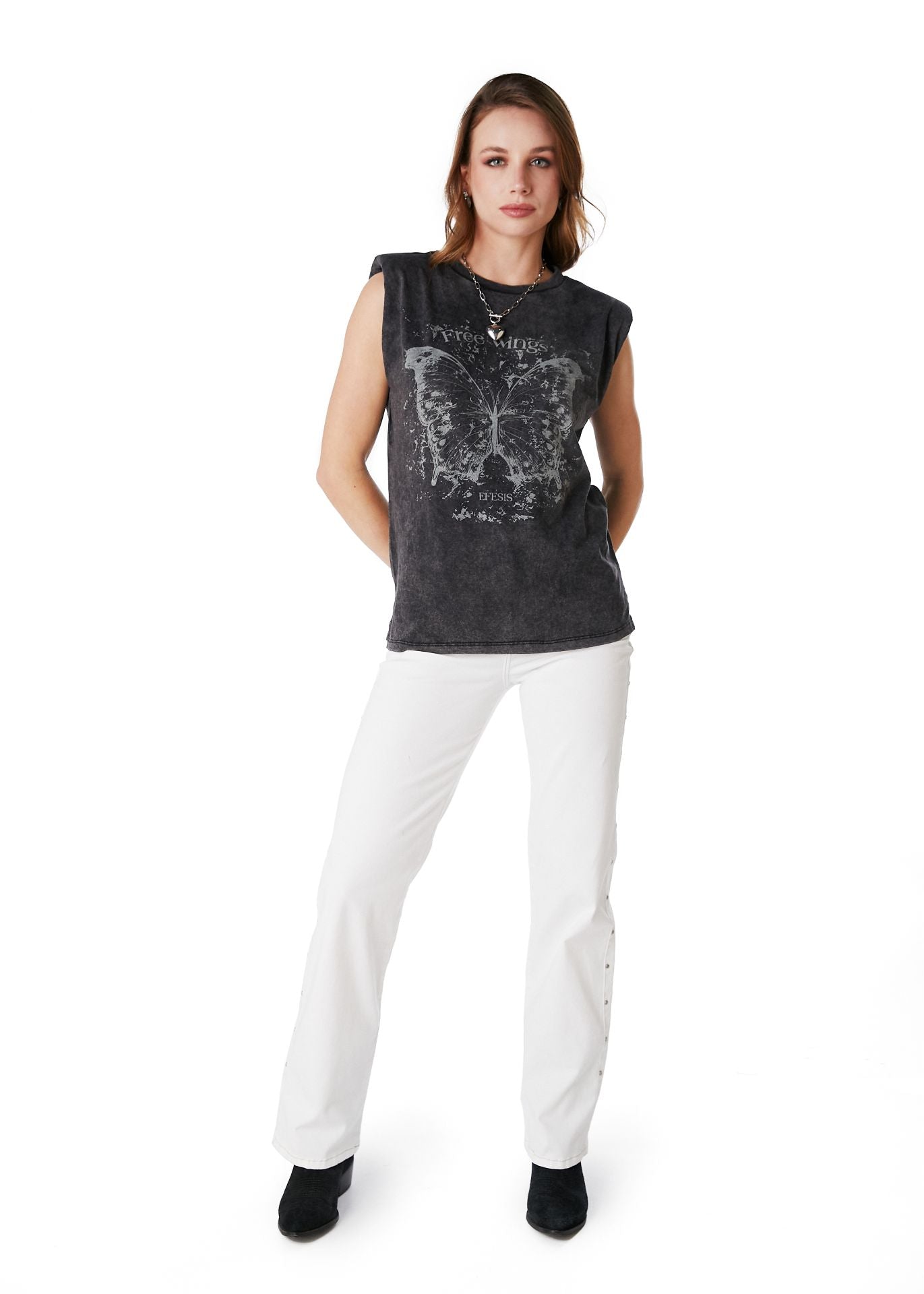 POLERA CONNOR OVERSIZE C/ HOMBRERAS GRAFITO EFESIS