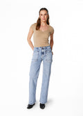 Polera Grazi Regular Recogido Escote Beige Efesis