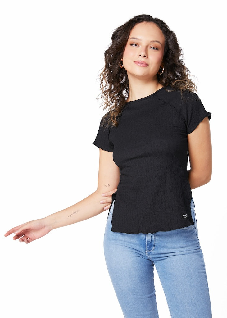 Polera Zelda Regular Rulet y Tajali Celeste y Negro Efesis