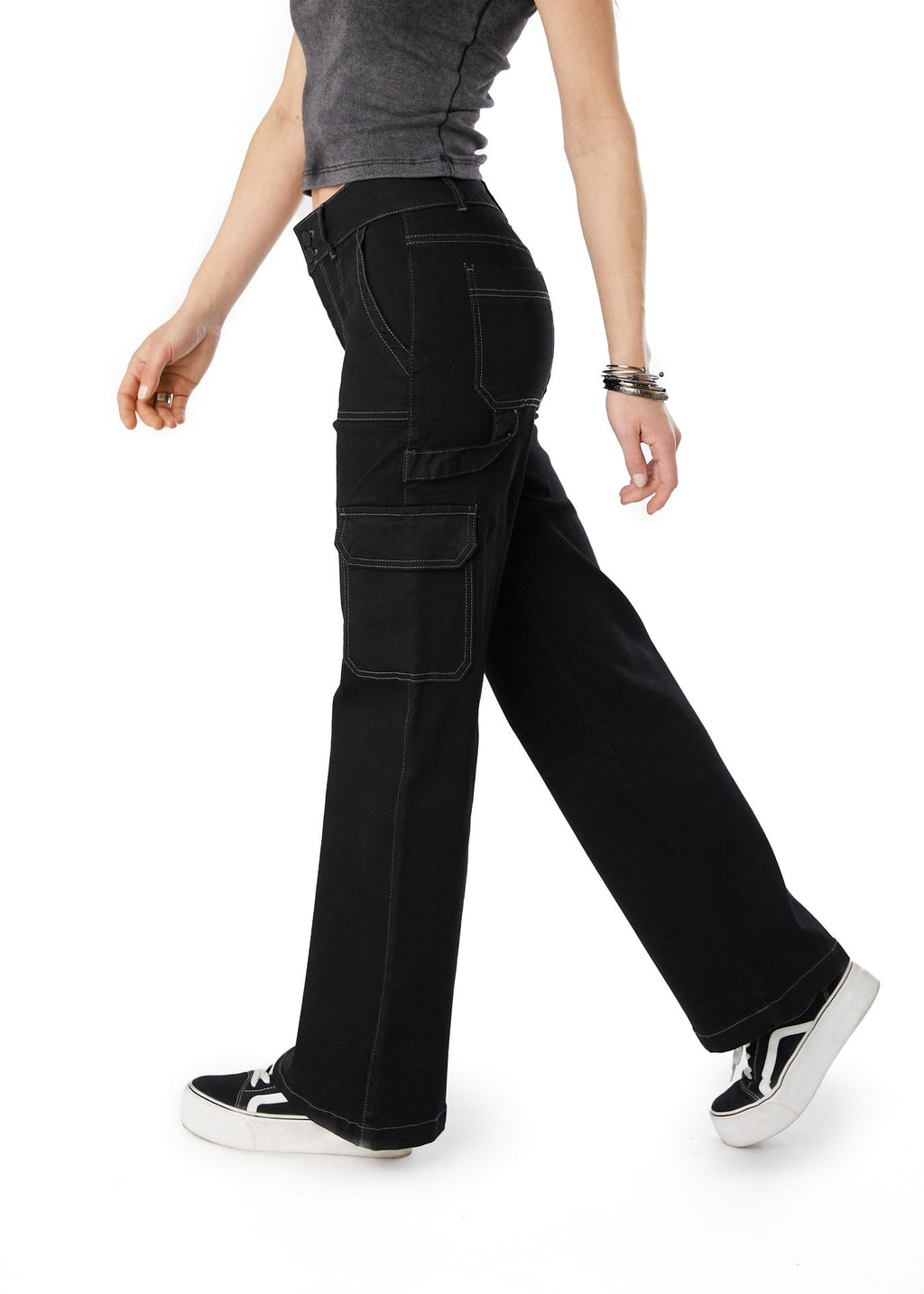 Jeans Naos Palazzo Cargo Hilo Contratono Negro Efesis