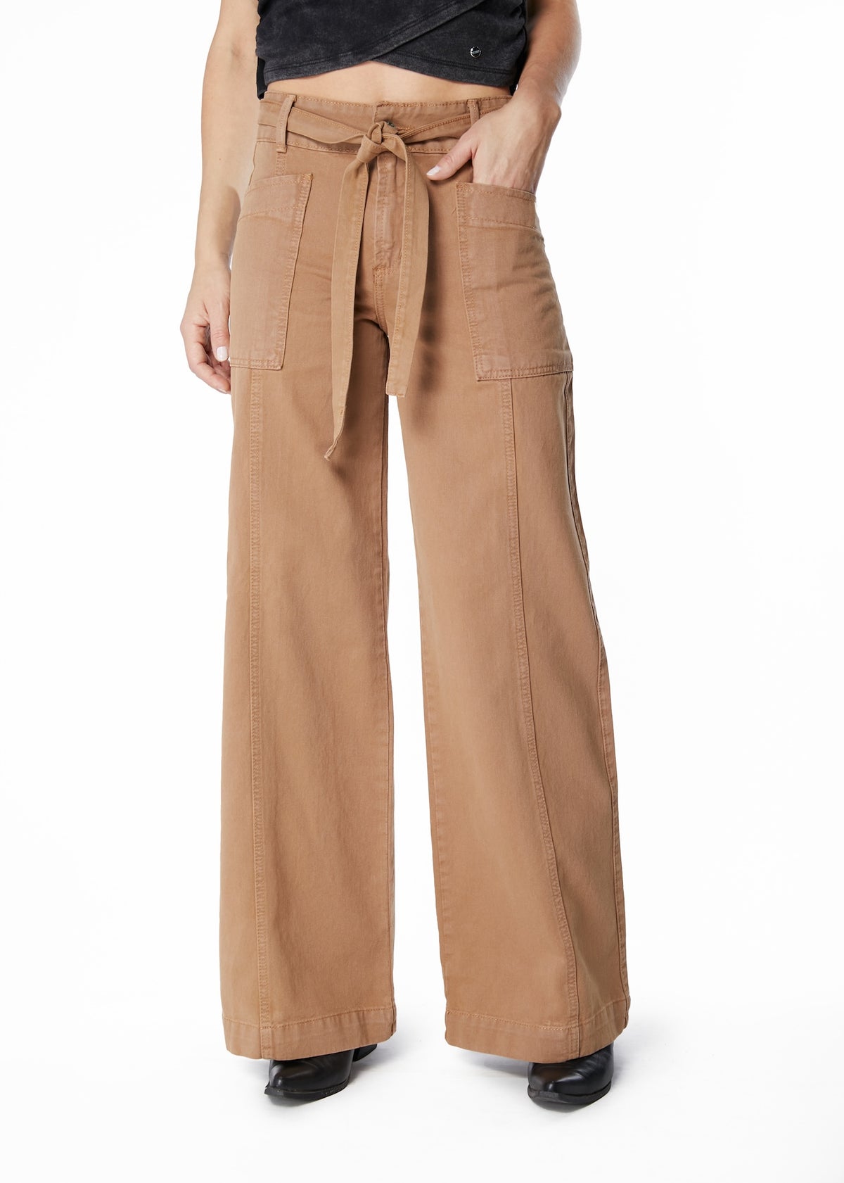PANTALÓN VELO PALAZZO BOLSILLO PARCHE Y LAZO