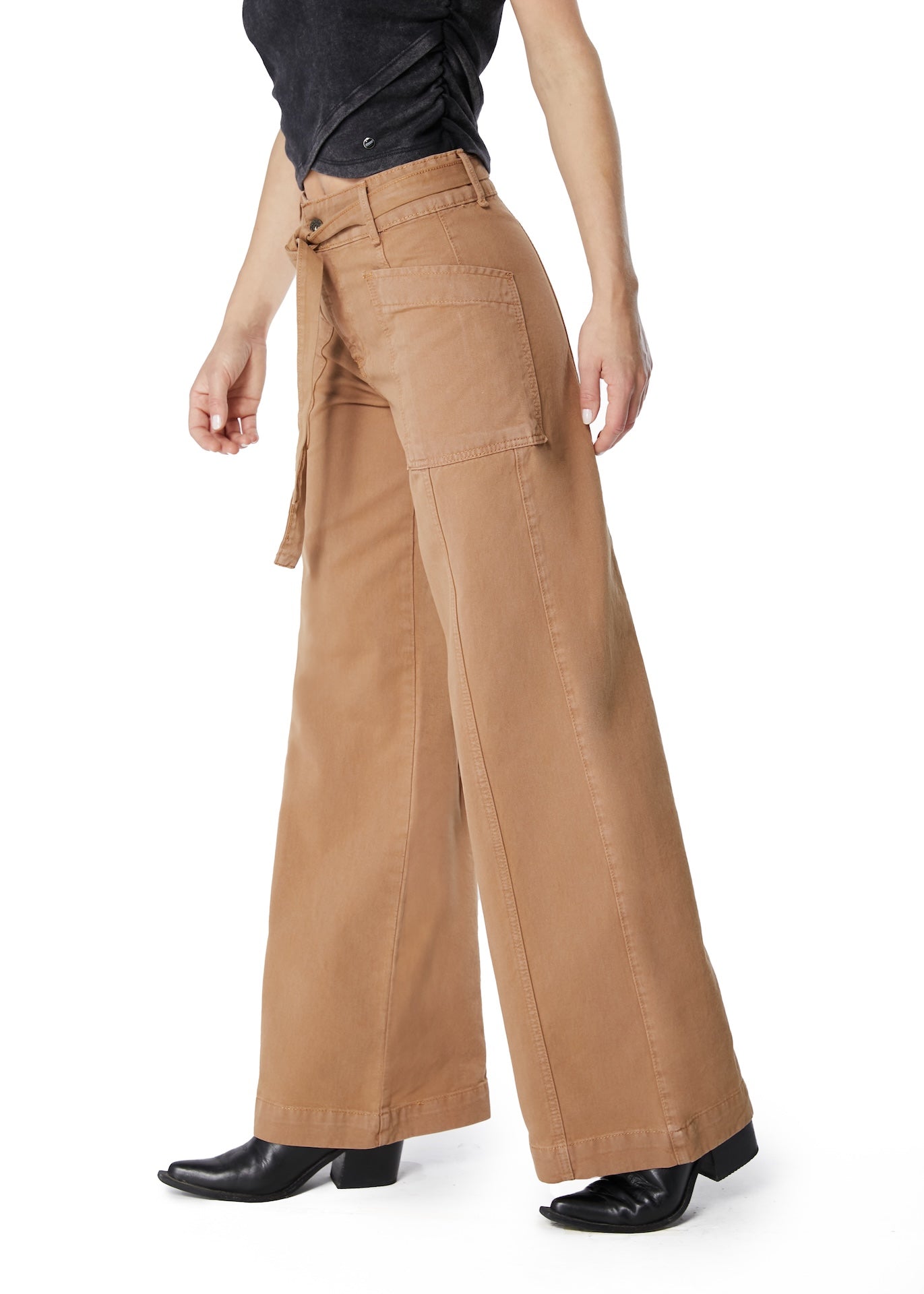PANTALÓN VELO PALAZZO BOLSILLO PARCHE Y LAZO
