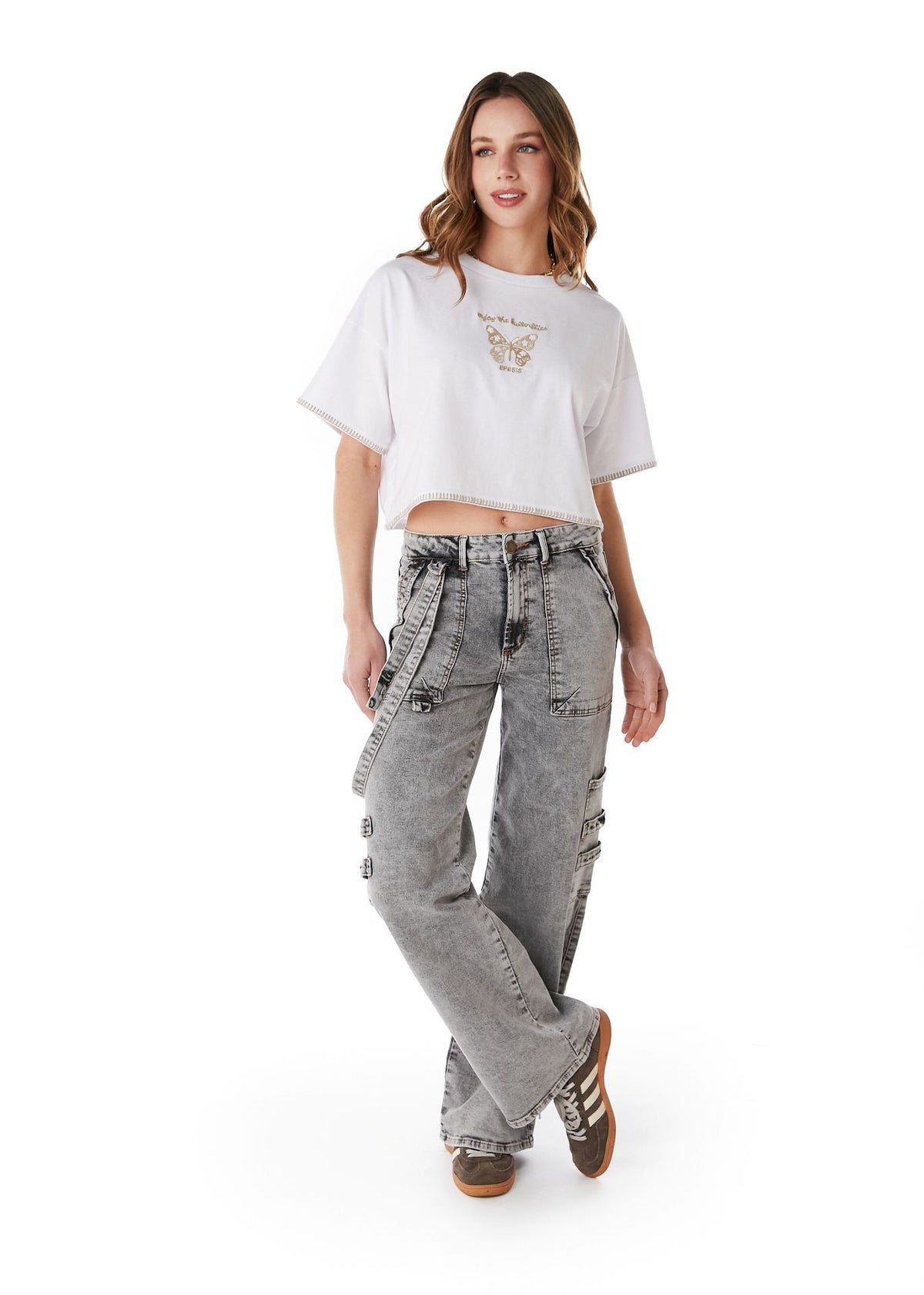 JEANS ZAHIR WIDE TRABAS BOLSILLO PARCHE GRIS EFESIS