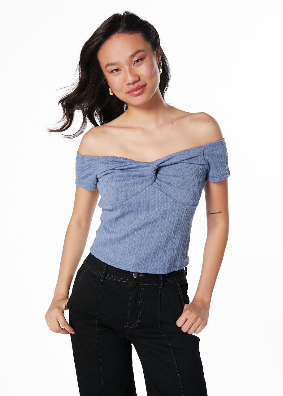 POLERA MICHI REGULAR ESCOTE BARDOT TORZON EN BUSTO - Índigo / S