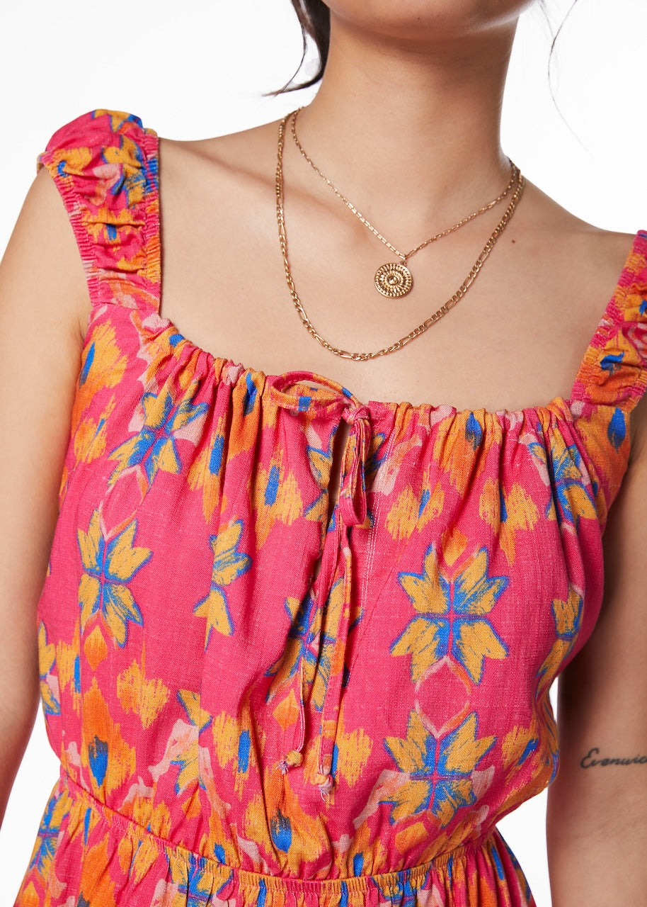 VESTIDO LUND ELASTICOS ESPALDA FUCSIA