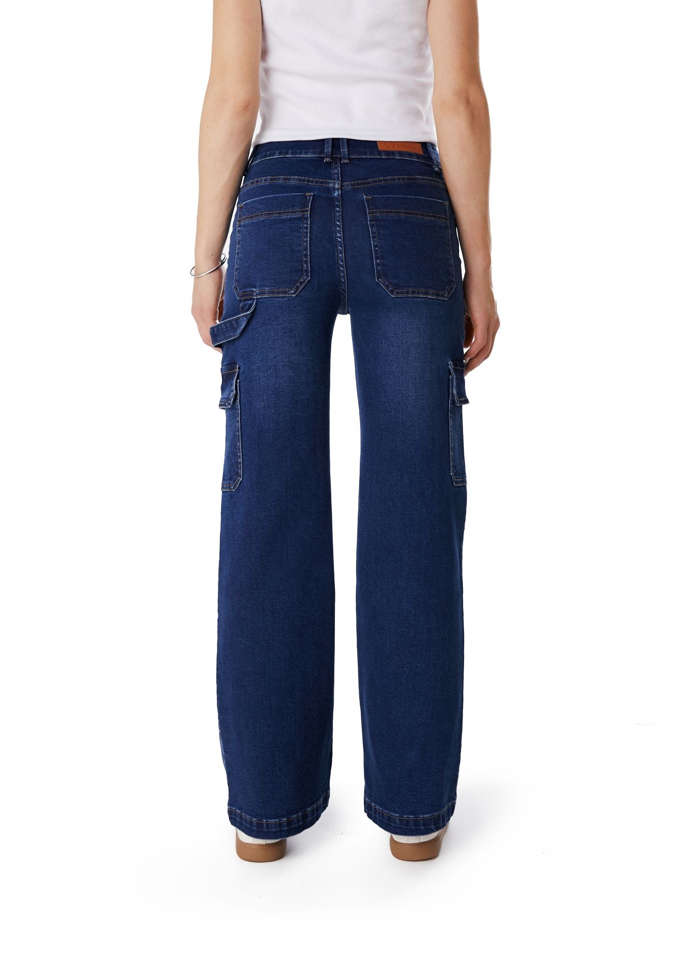 Jeans Naos Palazzo Cargo Azul Medio