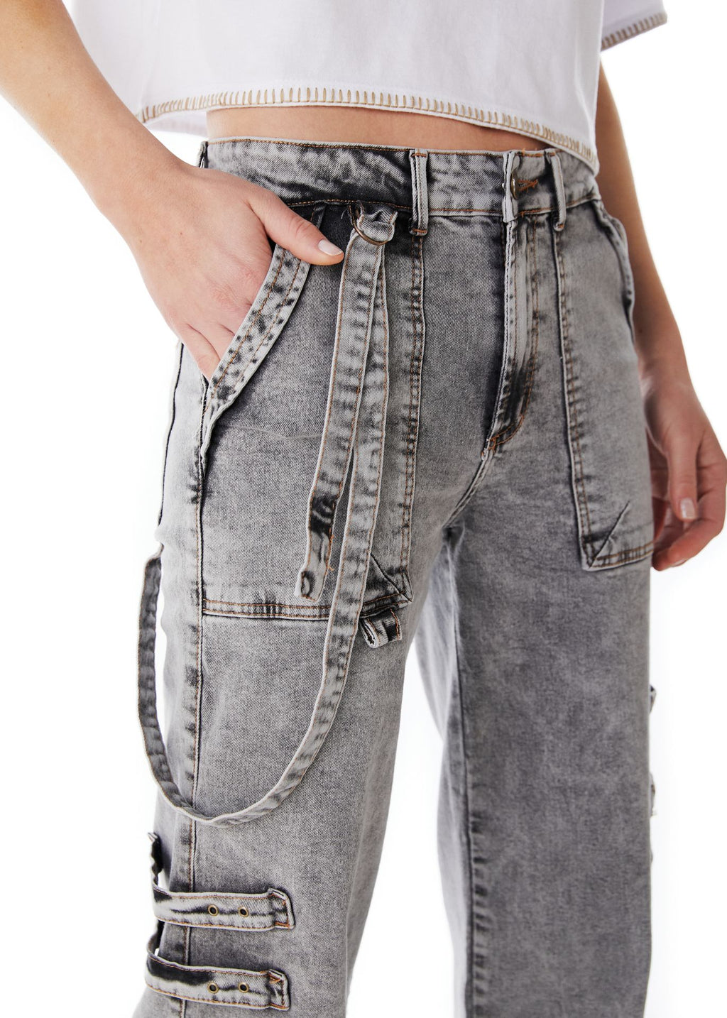 JEANS ZAHIR WIDE TRABAS BOLSILLO PARCHE GRIS EFESIS