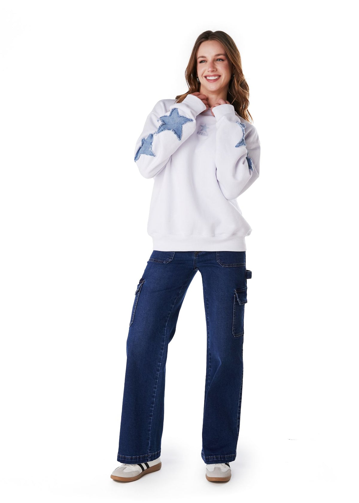 Jeans Naos Palazzo Cargo Azul Medio