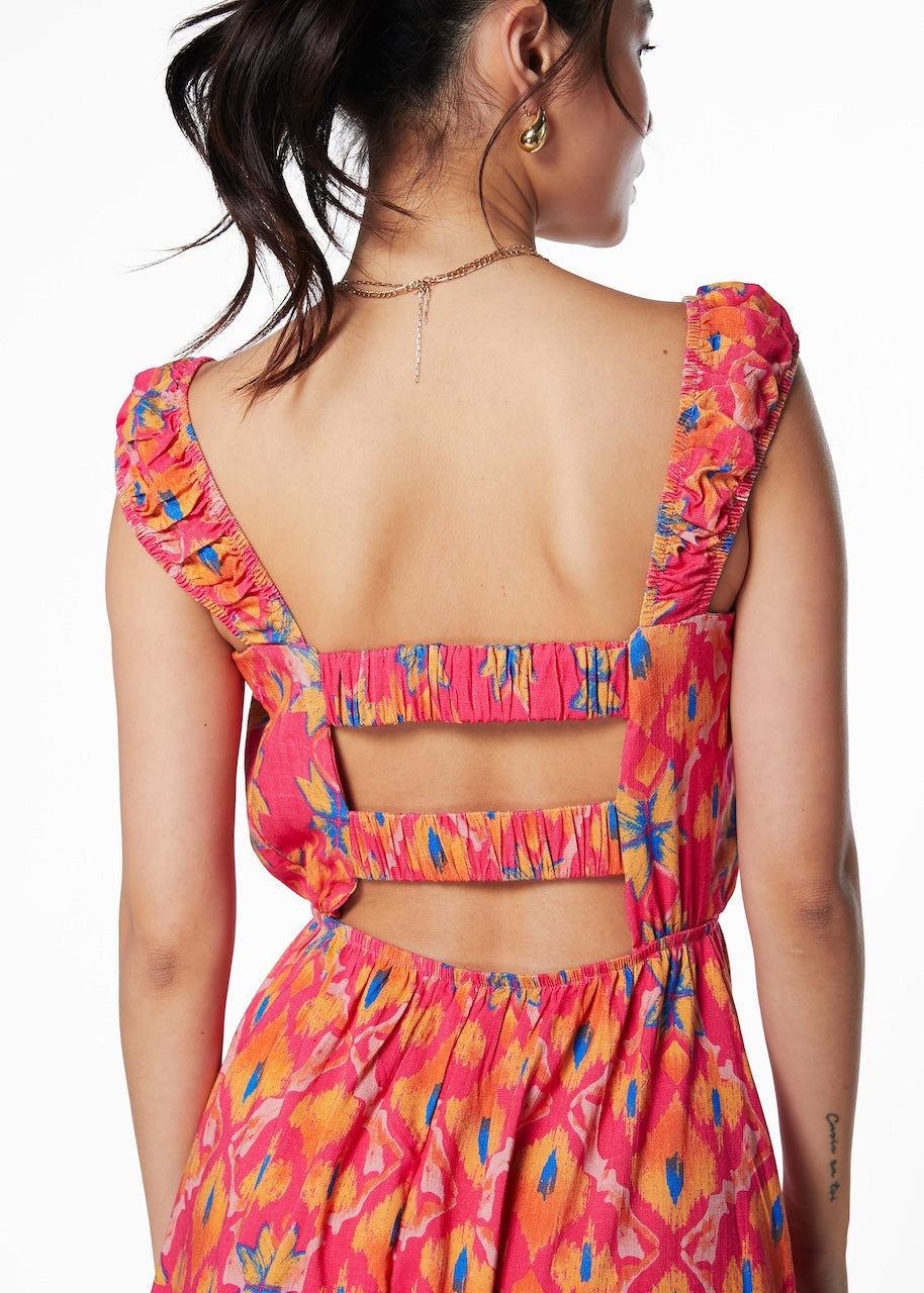 VESTIDO LUND ELASTICOS ESPALDA FUCSIA