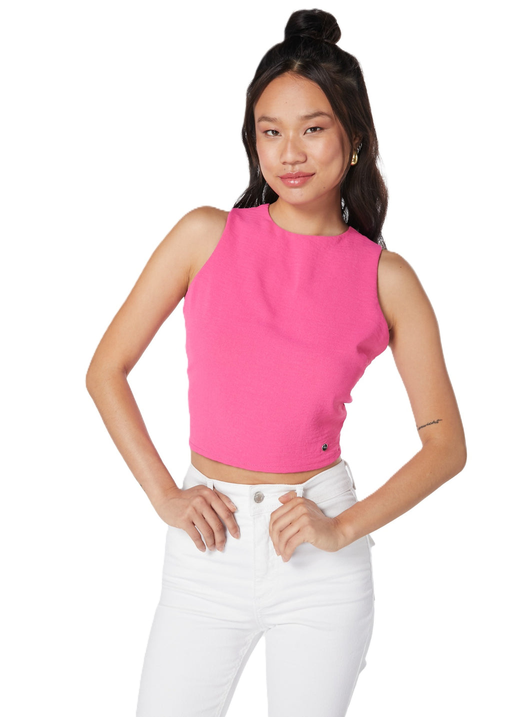 BLUSA OLI CROP CON AMARRA EN ESPALDA FUCSIA
