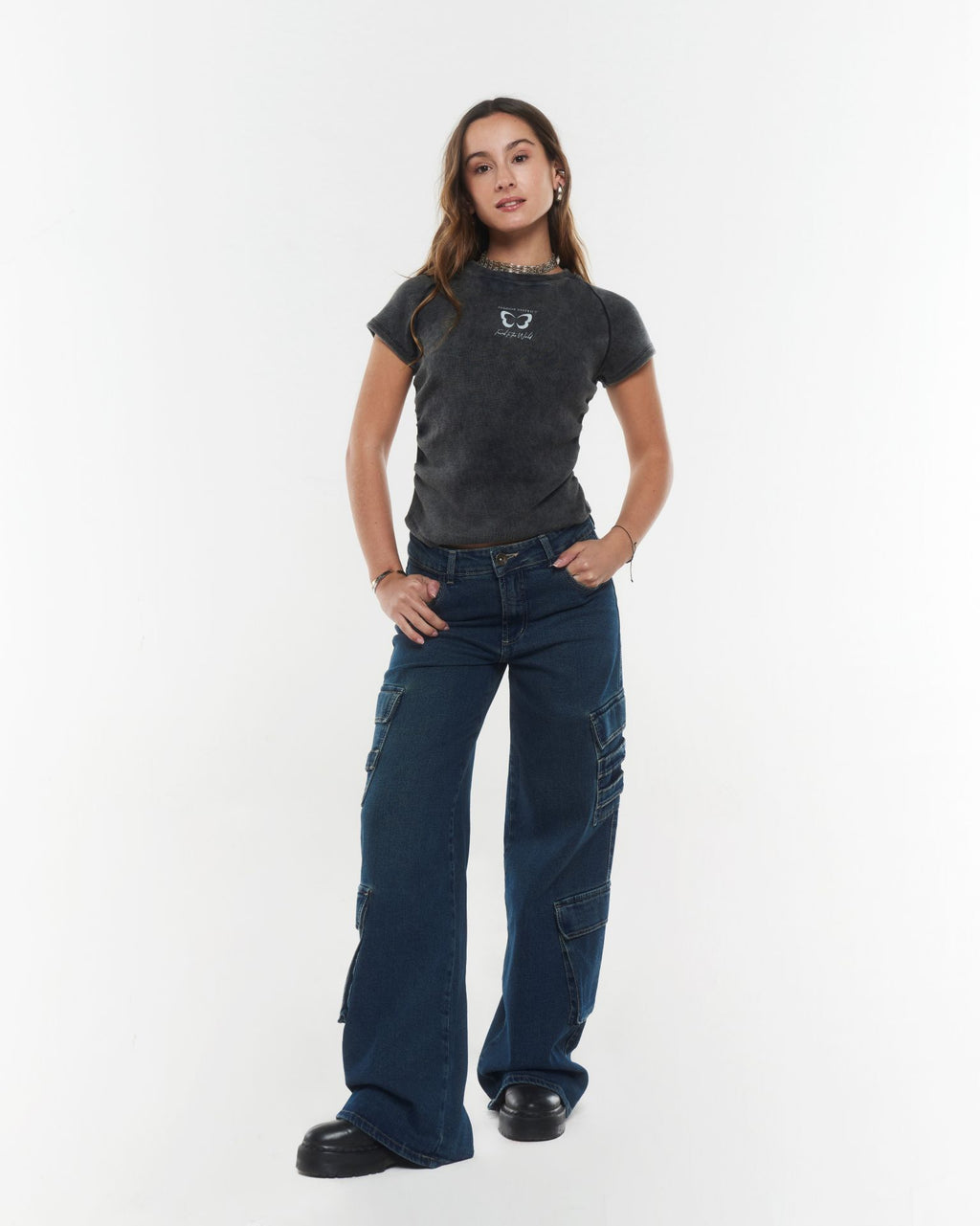 JEANS MARÚ WIDE MULTIBOLSILLOS DIAGONALES AZUL EFESIS