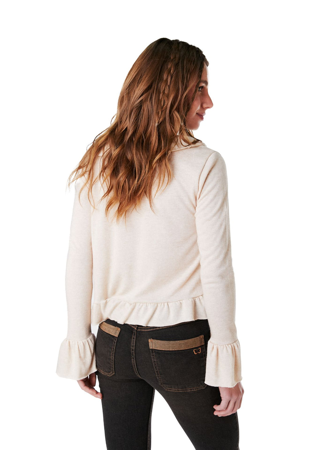 POLERA HANNA REGULAR TIPO BOLERO C/ VUELOS BEIGE EFESIS