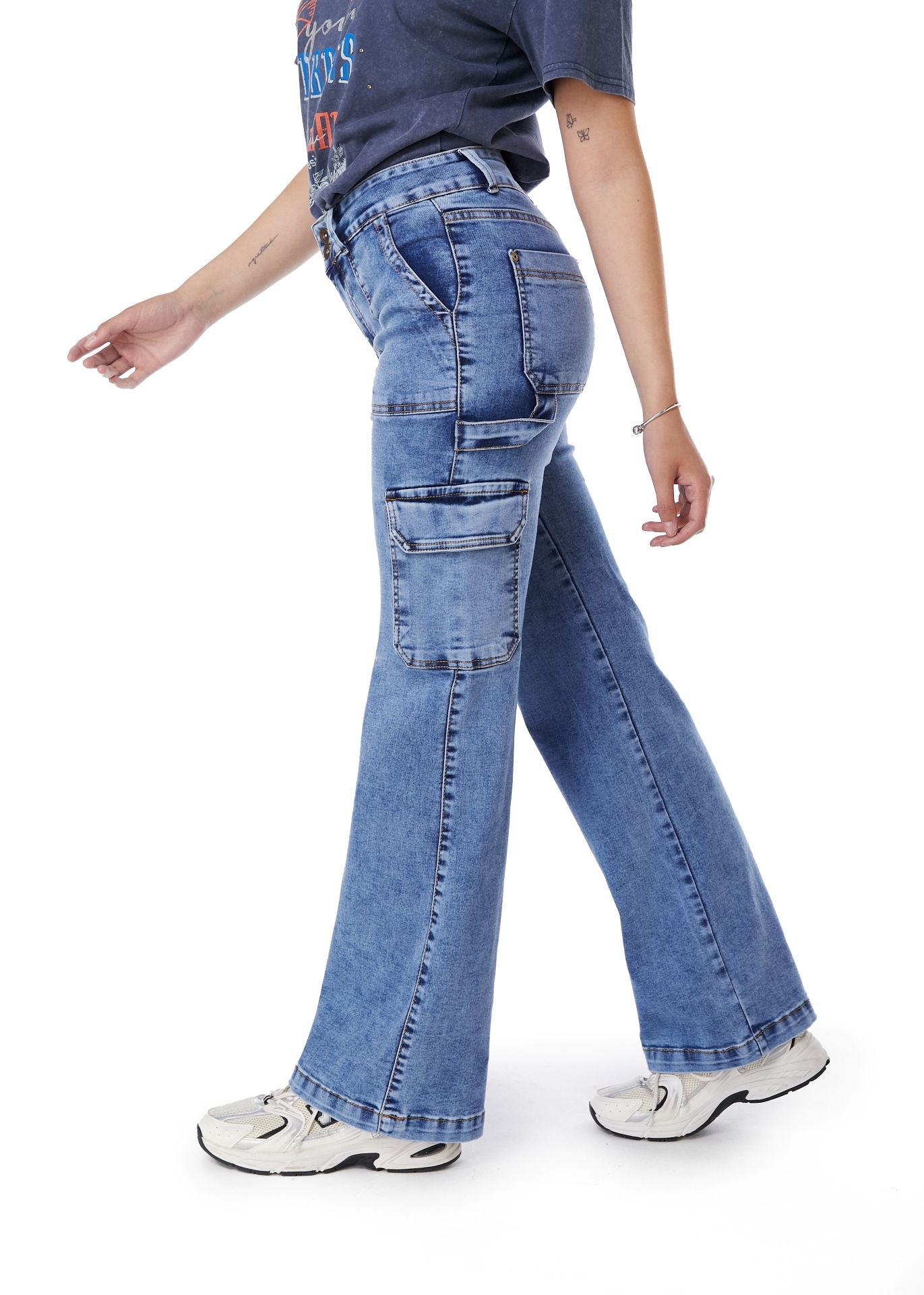 Jeans Naos Palazzo Cargo Azul Efesis