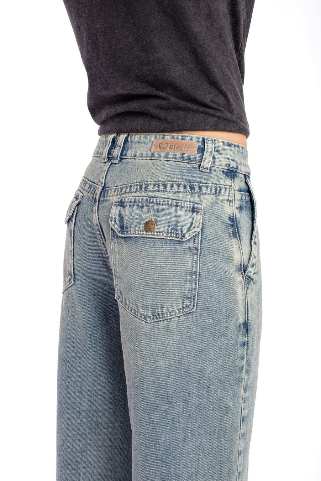 Jeans Deka Palazzo Bolsillo c/Tapetas Sobreteñido Azul Efesis