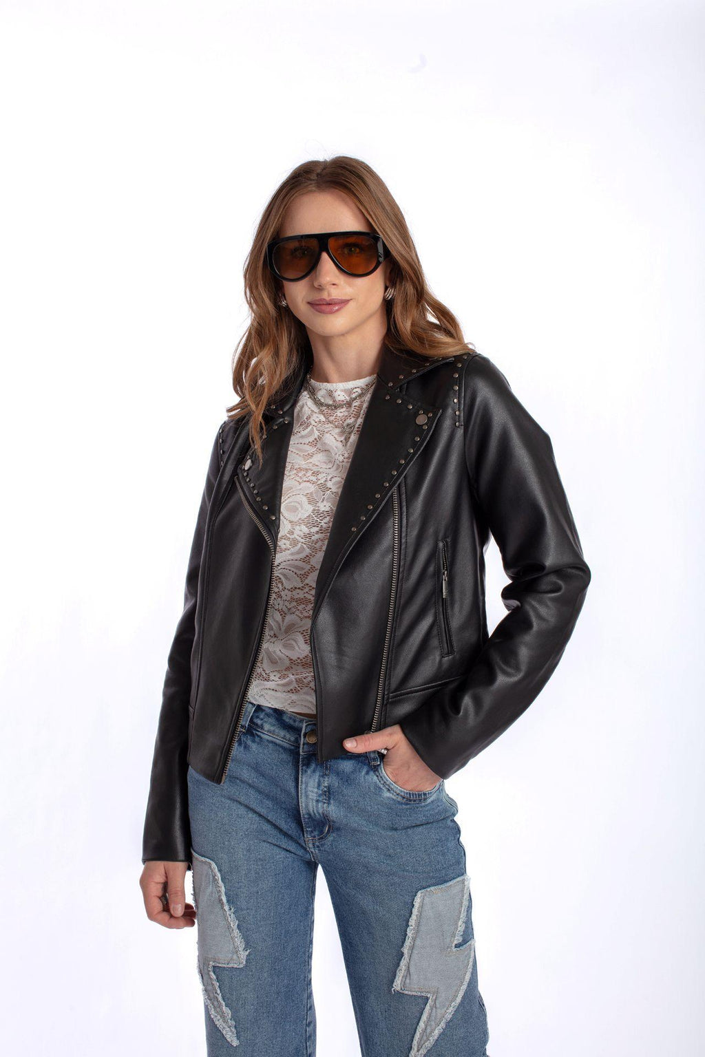Chaqueta Elia Biker PU Tachas Negro Efesis