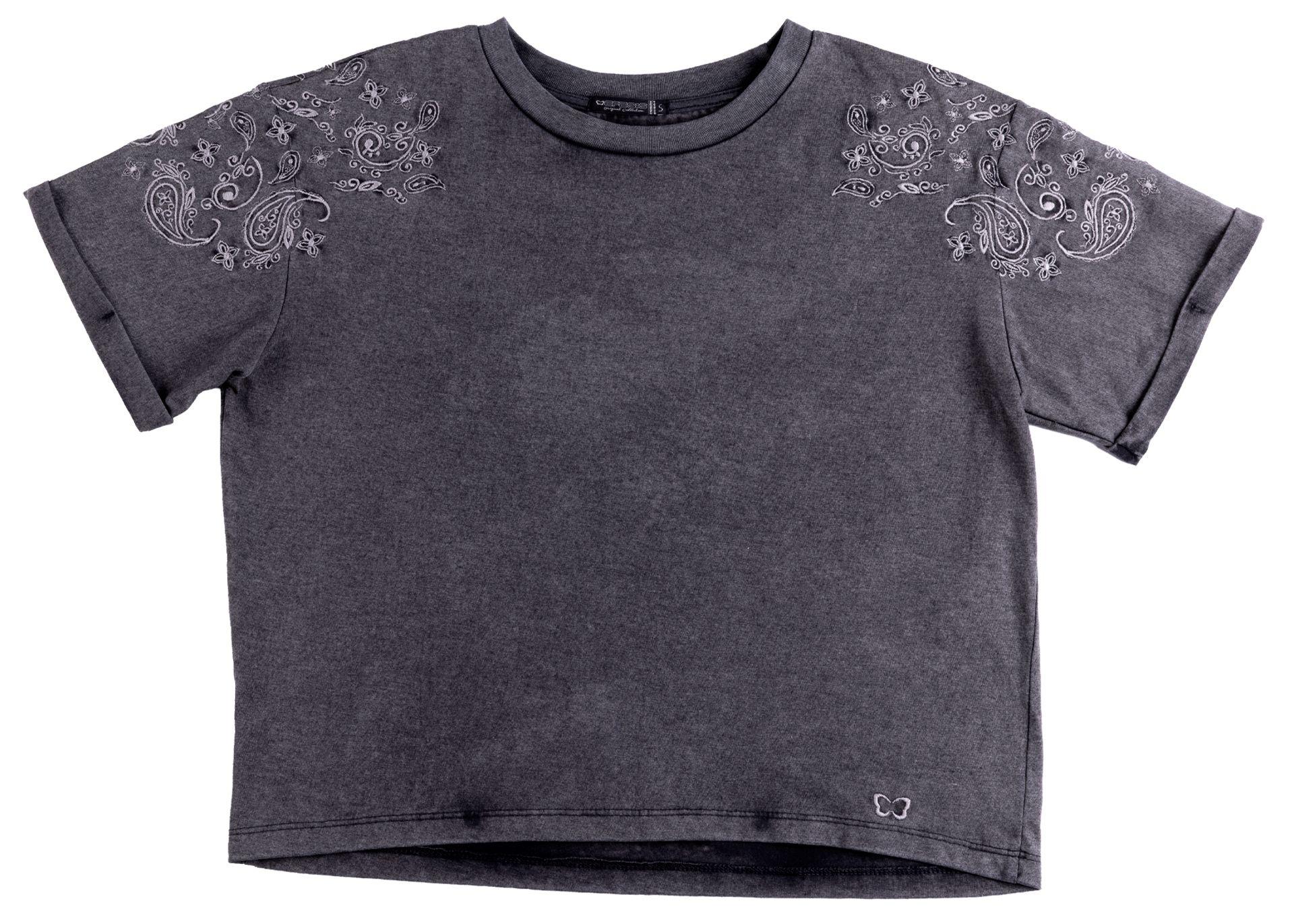 Polera Malia Regular Gravillada c/Bordado Grafito Efesis