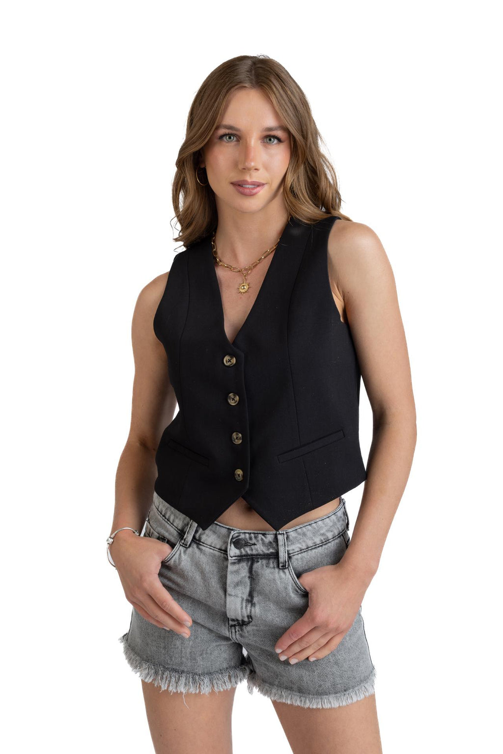 Vest Gill Botones Negro Efesis