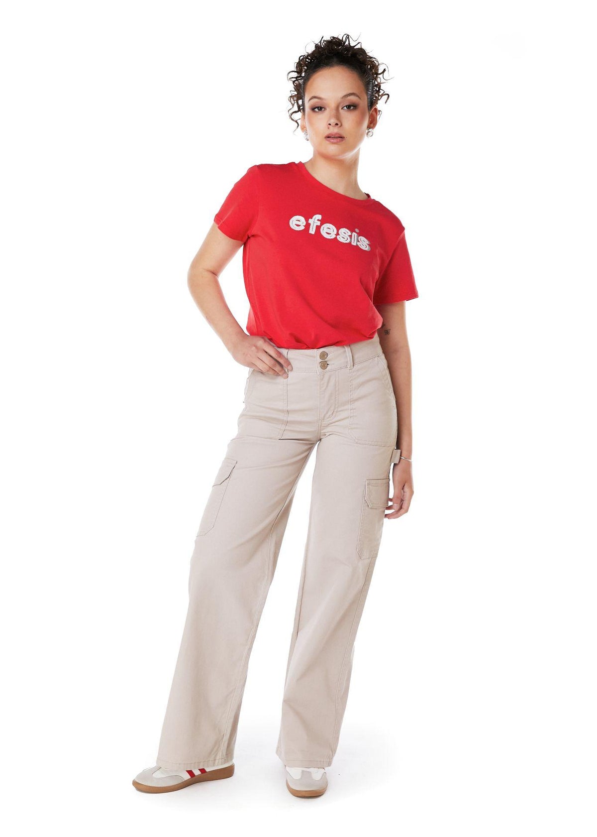 Pantalón Naos Palazzo Cargo Beige Efesis