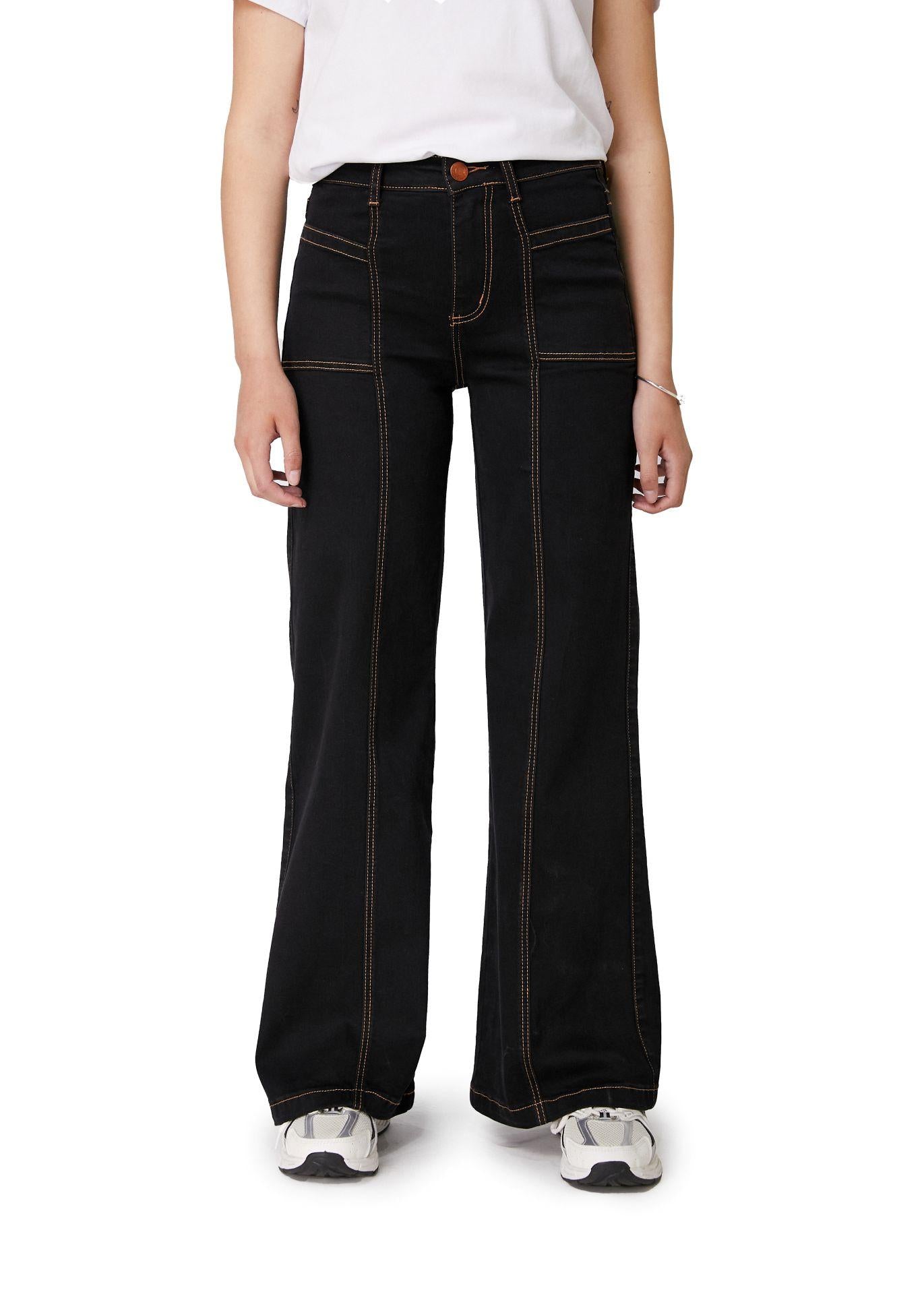 Jeans Piragi Palazzo Hilo Contrato y Bolsillo Incrustado Negro Efesis