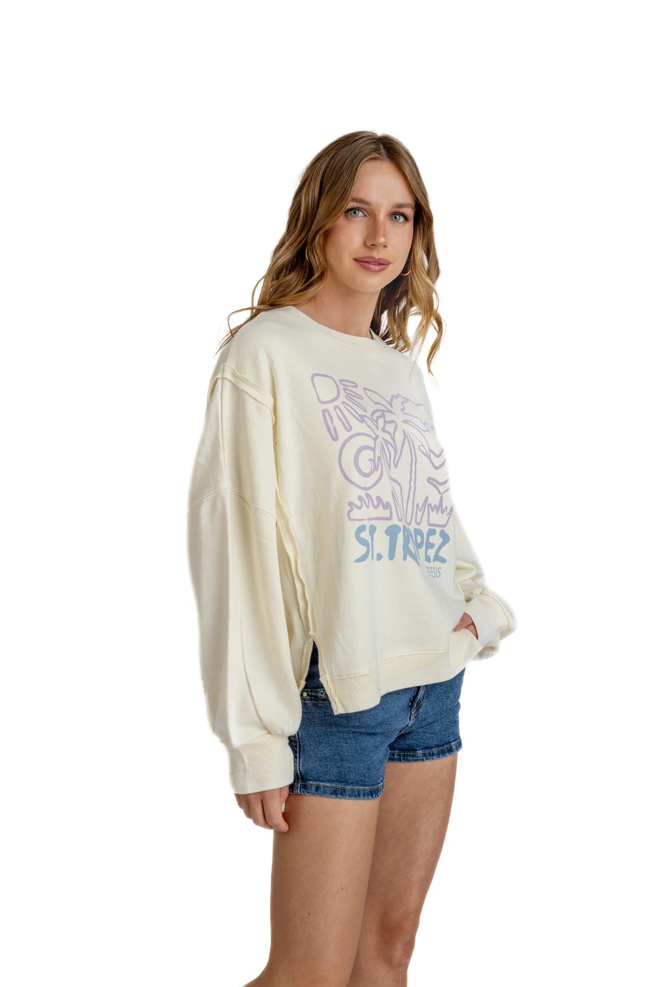 POLERON KIOTO OVERSIZE CORTES Y ESTAMPADO CRUDO EFESIS