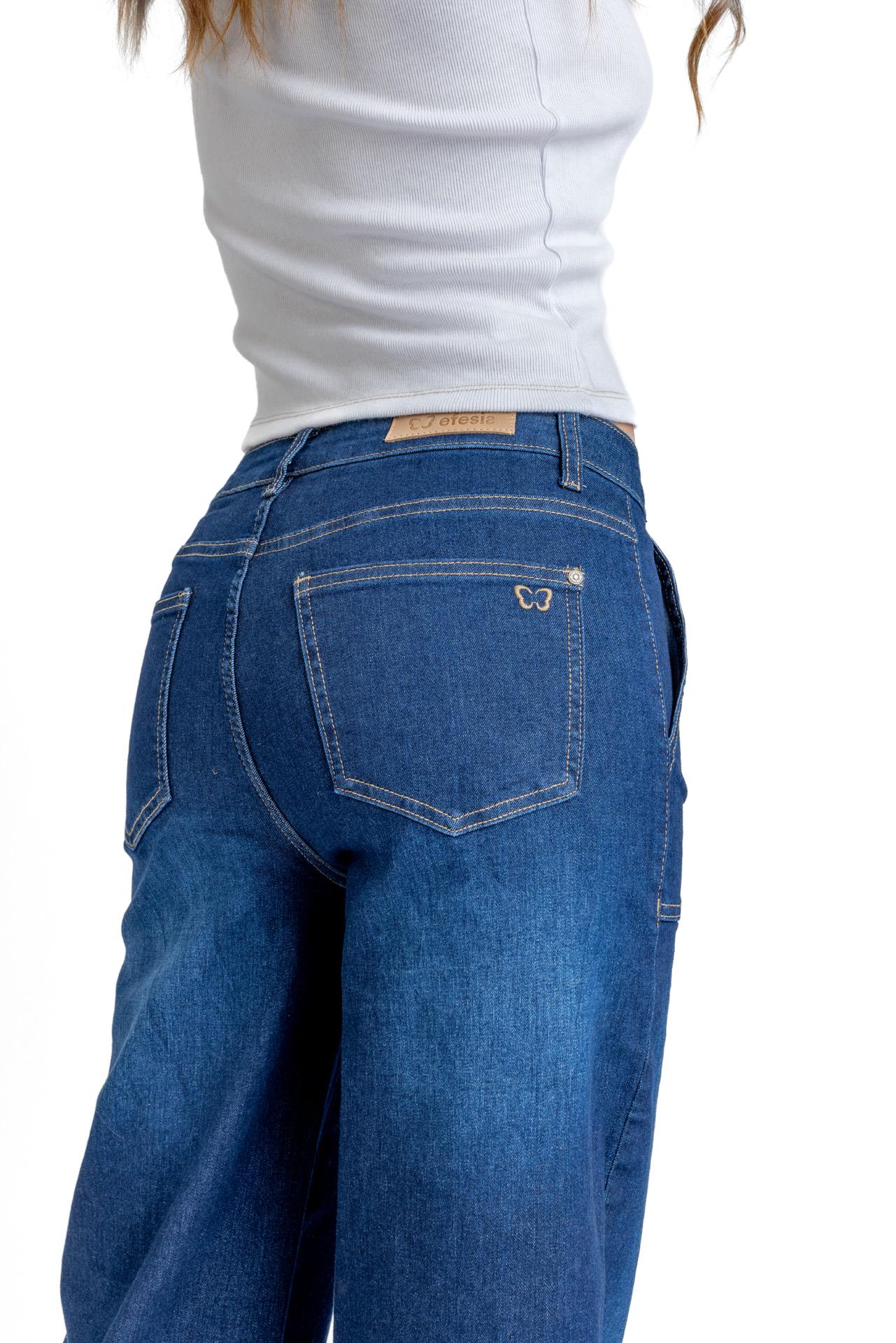 Jeans Zoe Palazzo Bolsillo Parche Azul Efesis