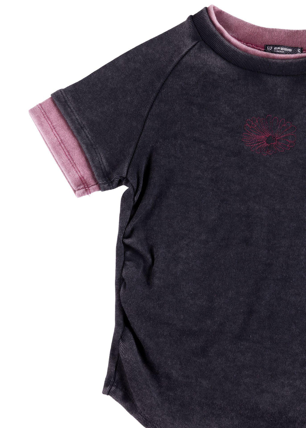 Polera Malta Baby Tee Doble Burdeo Efesis