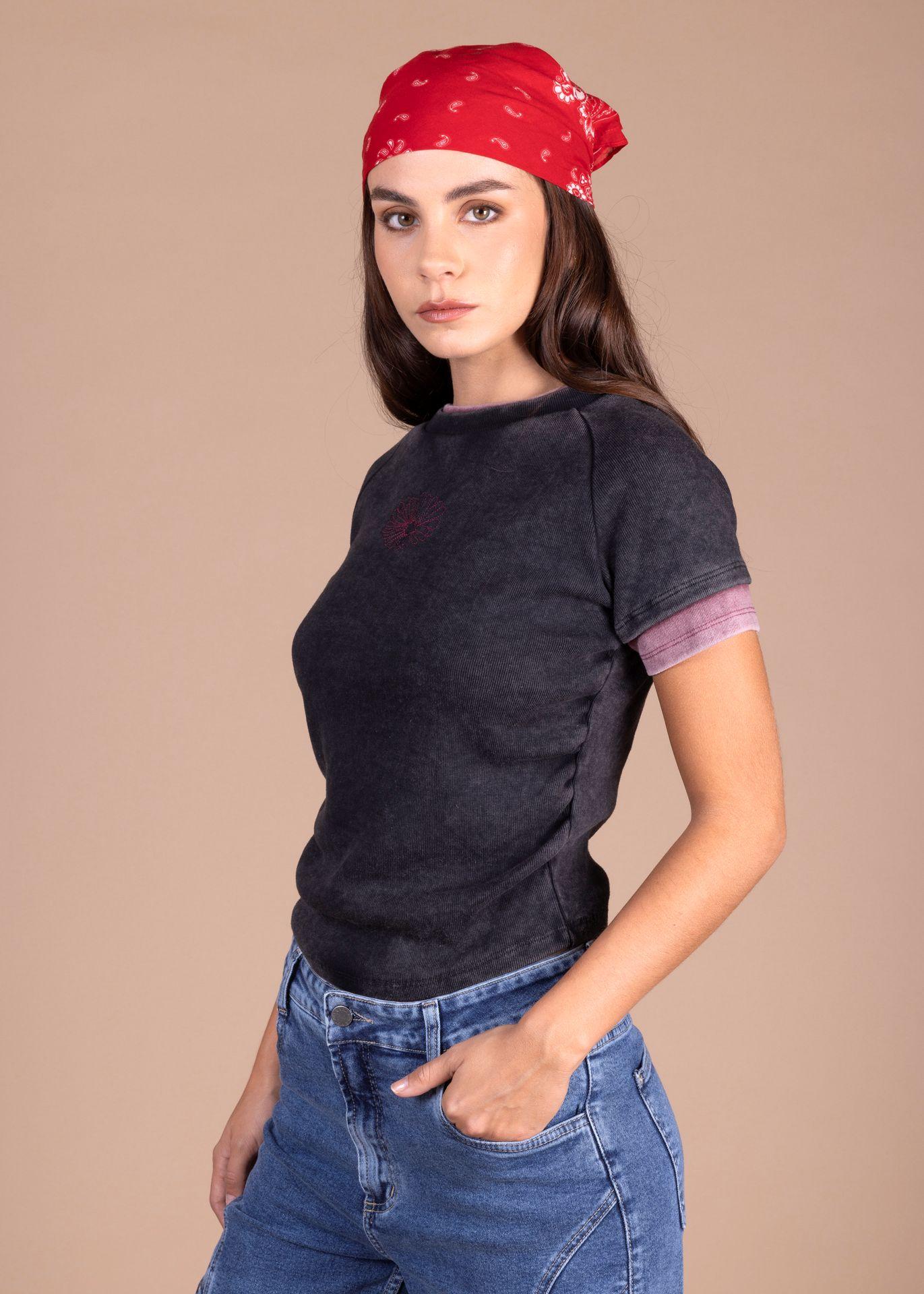 Polera Malta Baby Tee Doble Burdeo Efesis