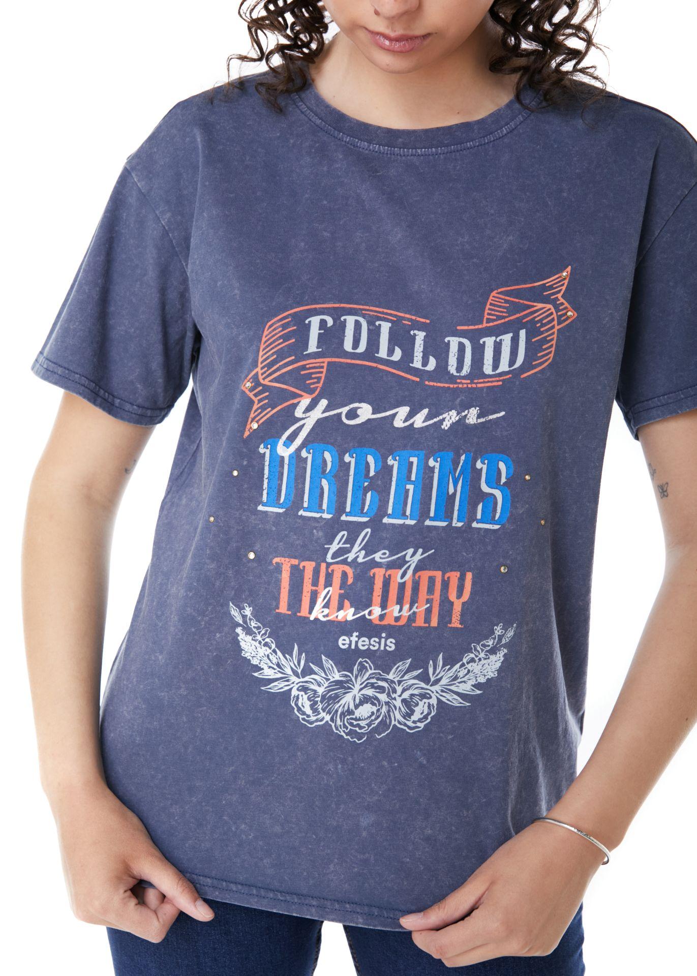 POLERA IKER REGULAR ESTAMPADA AZUL EFESIS