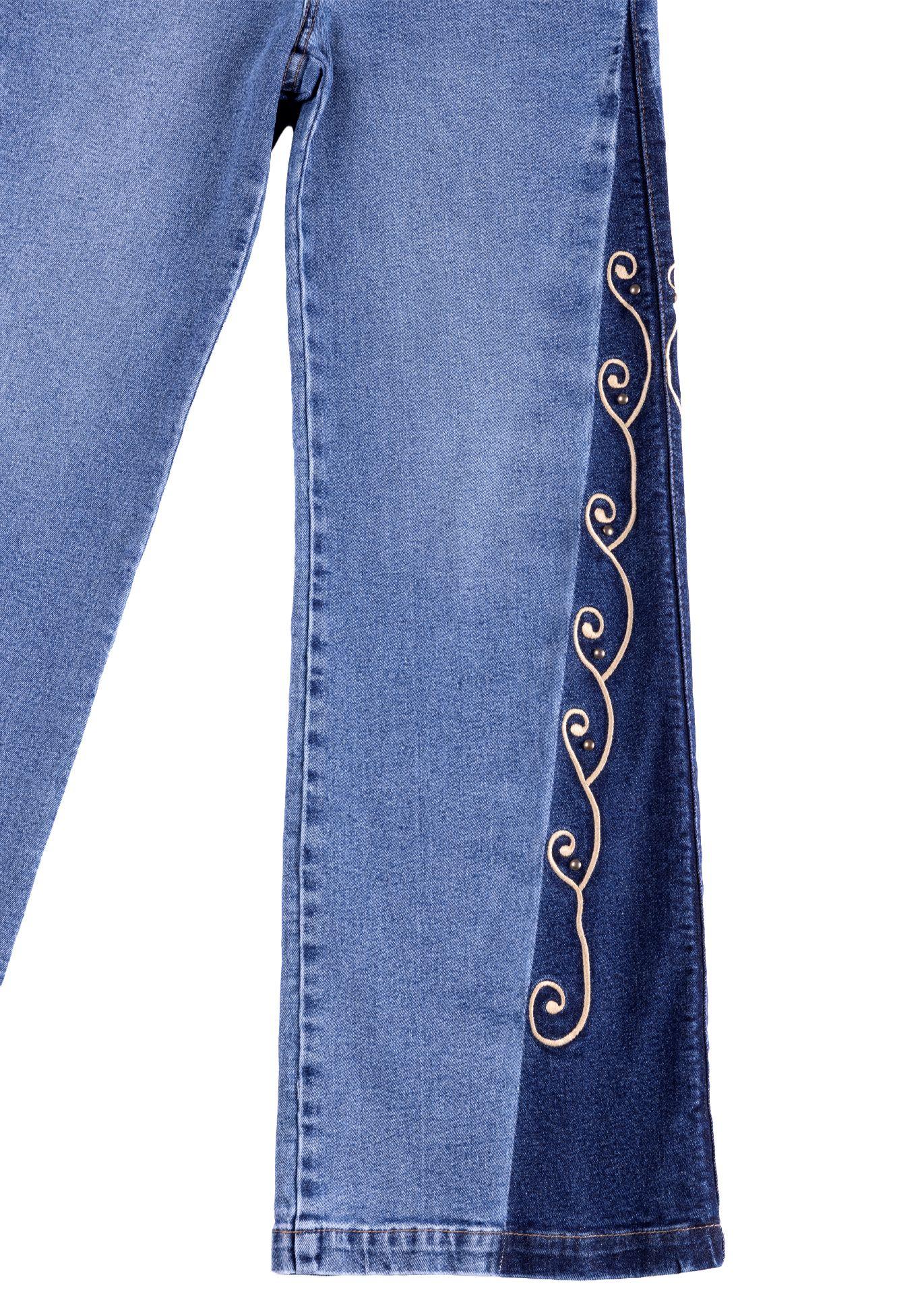 Jeans Virgo Palazzo Bordado y Tachas Azul Efesis